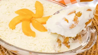 Pavê de Pêssego com Chocolate Branco Sobremesa Perfeita para o Natal